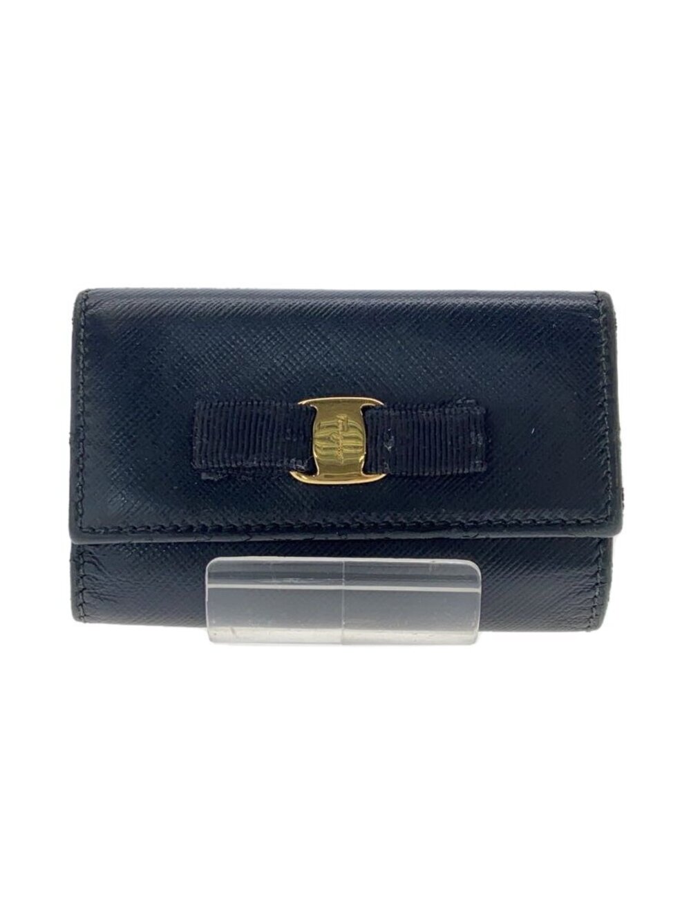 Salvatore Ferragamo Key Case Wallet Leather Black